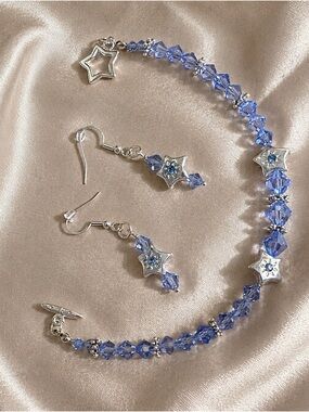 Silver & Periwinkle Star Swarovski Crystal Necklace and Earrings Set